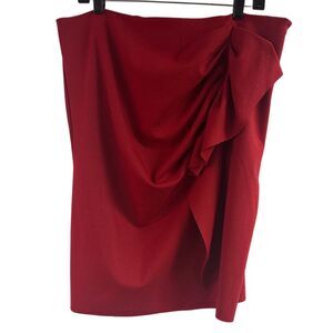 NWT New York & Company Red Ruched Skirt Size 16